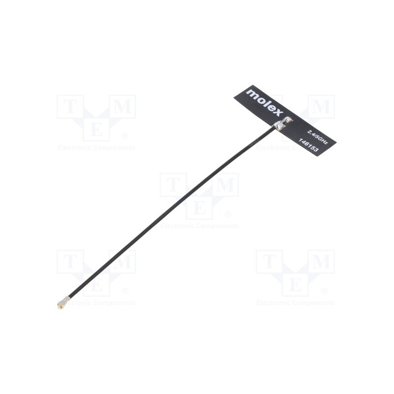 1 pcs x MOLEX - 146153-1100 - Antenna, Bluetooth,WiFi,ZigBee, 3dBi,4dBi, linear, 34.9x9mm, MHF4