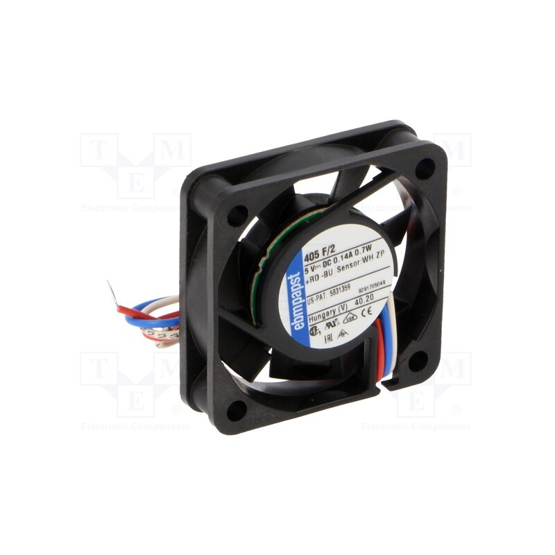 1 pcs x EBM-PAPST - 405F/2 - Fan: DC, axial, 5VDC, 40x40x10mm, 8m3/h, 22.1dBA, slide bearing