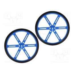 1 set x POLOLU - POLOLU WHEEL 90X10MM PAIR – BLUE - Wheel, blue, Shaft: D spring, push-in, Ø: 90mm, Shaft dia: 3mm, 2pcs.