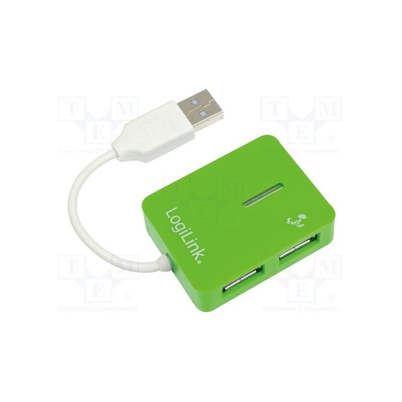 1 pcs x LOGILINK - UA0138 - Hub USB, USB A socket x4,USB A plug, USB 2.0, PnP, green, 480Mbps