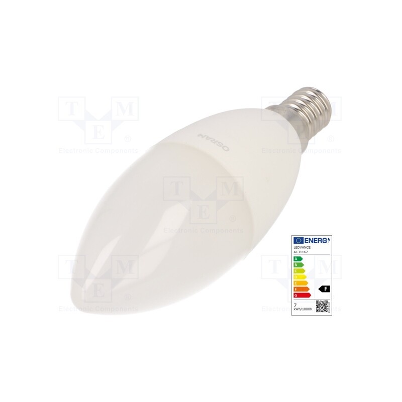 1 pcs x ams OSRAM - 4058075152915 - LED lamp, warm white, E14, 230VAC, 806lm, P: 7.5W, 2700K, CRImin: 80