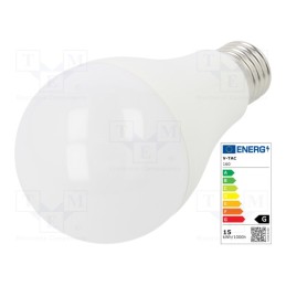 1 pcs x V-TAC - SKU 160 - LED lamp, neutral white, E27, 220/240VAC, 1250lm, P: 15W, 200°