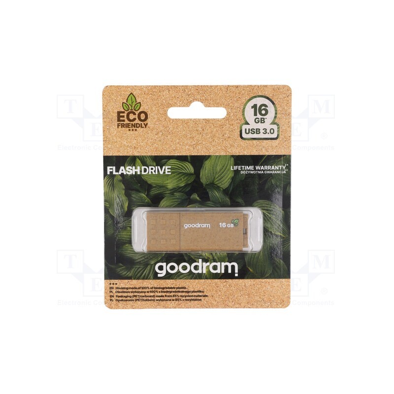 1 pcs x GOODRAM - UME3-0160EFR11 - Pendrive, Eco Friendly,USB 3.2, 16GB, R: 60MB/s, W: 20MB/s, USB A