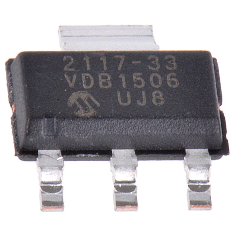 10 pcs - Microchip TC2117-3.3VDBTR, 1 Low Dropout Voltage, Voltage Regulator 800mA, 3.3 V 3+Tab-Pin, SOT-223