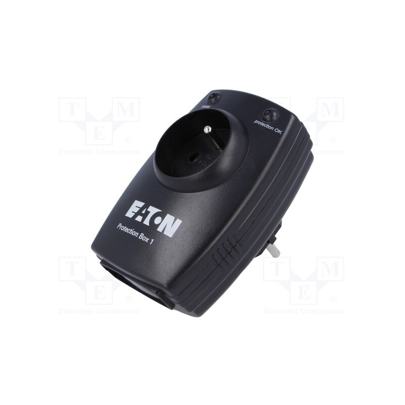 1 pcs x EATON ELECTRIC - PROTECTION BOX 1 FR - Plug socket strip: protective, Sockets: 1, 250VAC, 16A, black, IP20