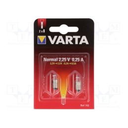 1 set x VARTA - Filament lamp: miniature, E10, 3.5V, 200mA, 2pcs, blister