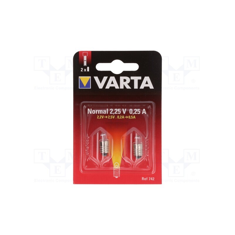 1 set x VARTA - Filament lamp: miniature, E10, 3.5V, 200mA, 2pcs, blister