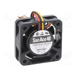 1 pcs x SANYO DENKI - 109P0412H701 - Fan: DC, axial, 12VDC, 40x40x15mm, 10.8m3/h, 28dBA, ball bearing
