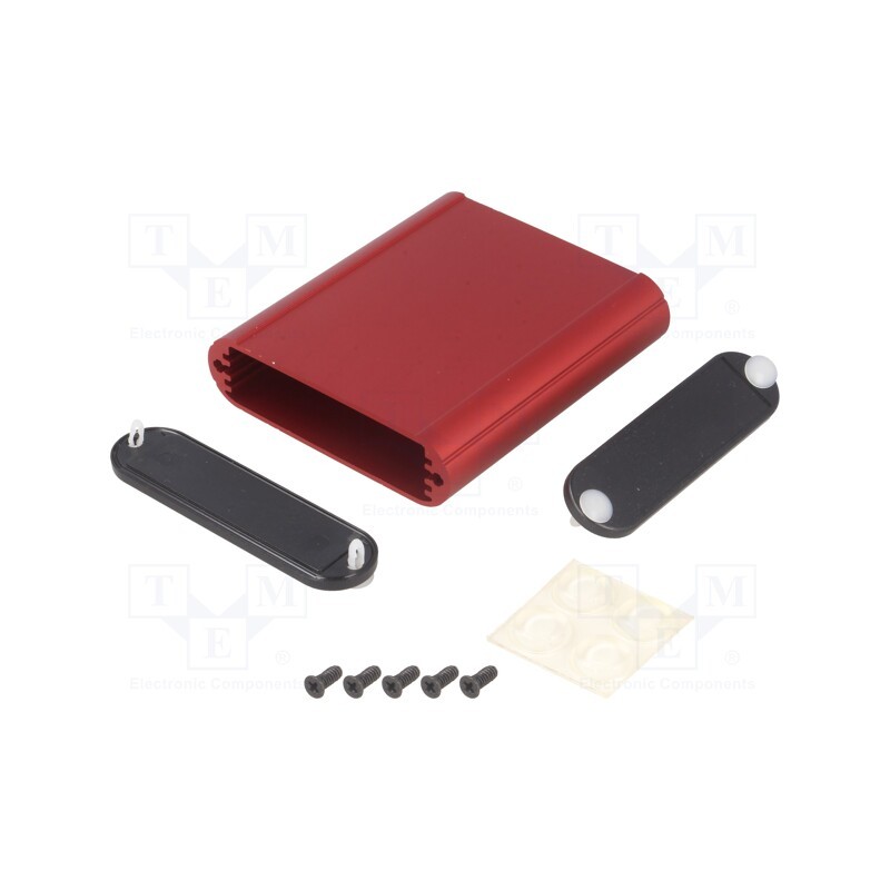 1 pcs x HAMMOND - 1455B802RD - Enclosure: with panel, 1455, X: 71mm, Y: 80mm, Z: 19mm, aluminium, red