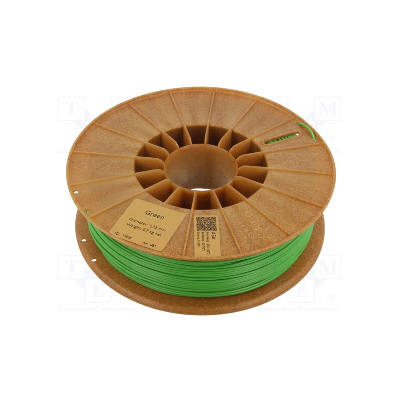 1 rol x ROSA 3D - 5907753130563 - Filament: ASA, 1.75mm, green, 220÷250°C, 700g, Table temp: 90÷110°C