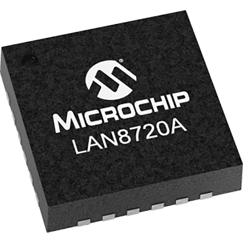 10 pcs - Microchip LAN8720A-CP-TR, Ethernet Transceiver, 100Mbps, 3.3 V, 24-Pin QFN