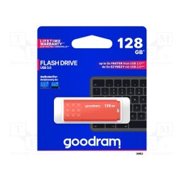 1 pcs x GOODRAM - UME3-1280O0R11 - Pendrive, USB 3.0, 128GB, R: 60MB/s, W: 20MB/s, USB A, orange