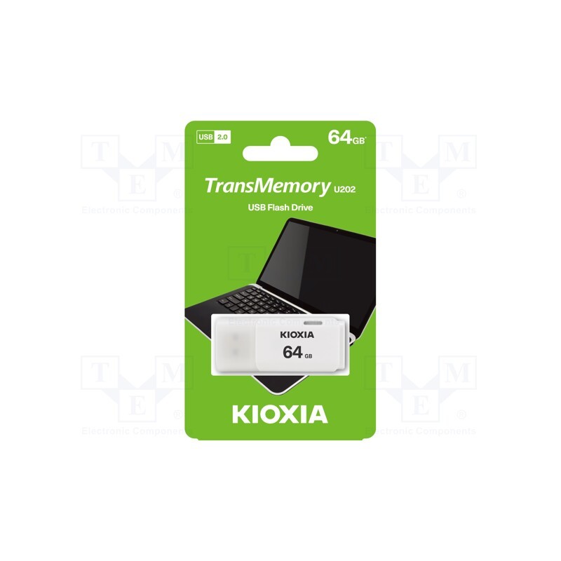 1 pcs x KIOXIA - LU202W064GG4 - Pendrive, USB 2.0, 64GB, USB A, HAYABUSA, white