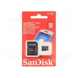 1 pcs x SANDISK - SDSDQM-032G-B35A - Memory card, microSDHC, Class 4, 32GB, SD adapter