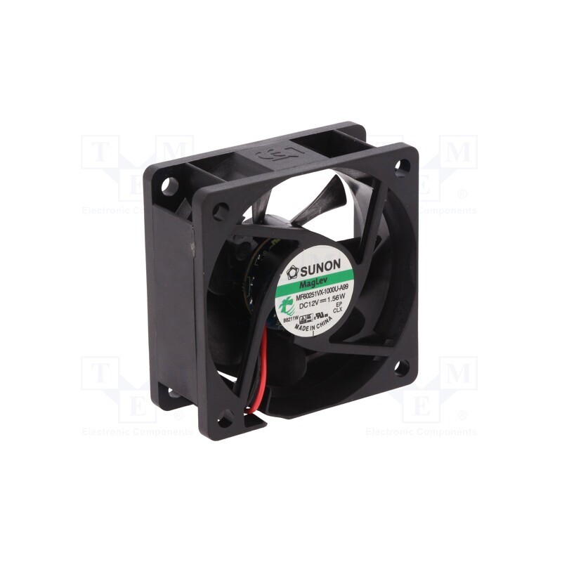 1 pcs x SUNON - MF60251VX-1000U-A99 - Fan: DC, axial, 12VDC, 60x60x25mm, 45.63m3/h, 31.2dBA, Vapo, 5200rpm