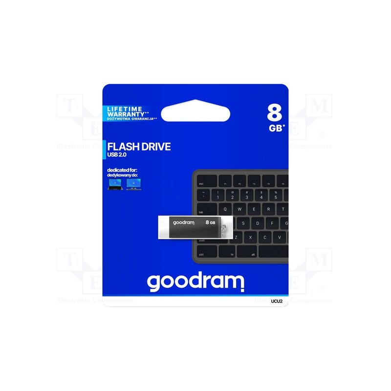 1 pcs x GOODRAM - UCU2-0080K0R11 - Pendrive, USB 2.0, 8GB, R: 20MB/s, W: 5MB/s, black