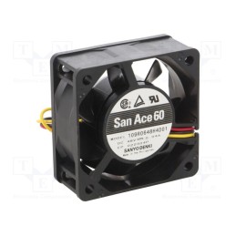 1 pcs x SANYO DENKI - 109R0648H4D01 - Fan: DC, axial, 48VDC, 60x60x25mm, 31.8m3/h, 28dBA, ball bearing