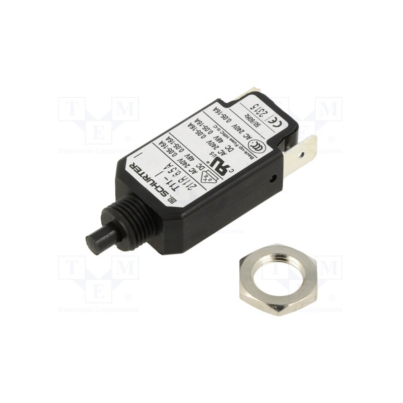 1 pcs x SCHURTER - 4400.0709 - Circuit breaker, Urated: 240VAC, 48VDC, 6.5A, SPST, Poles: 1, screw