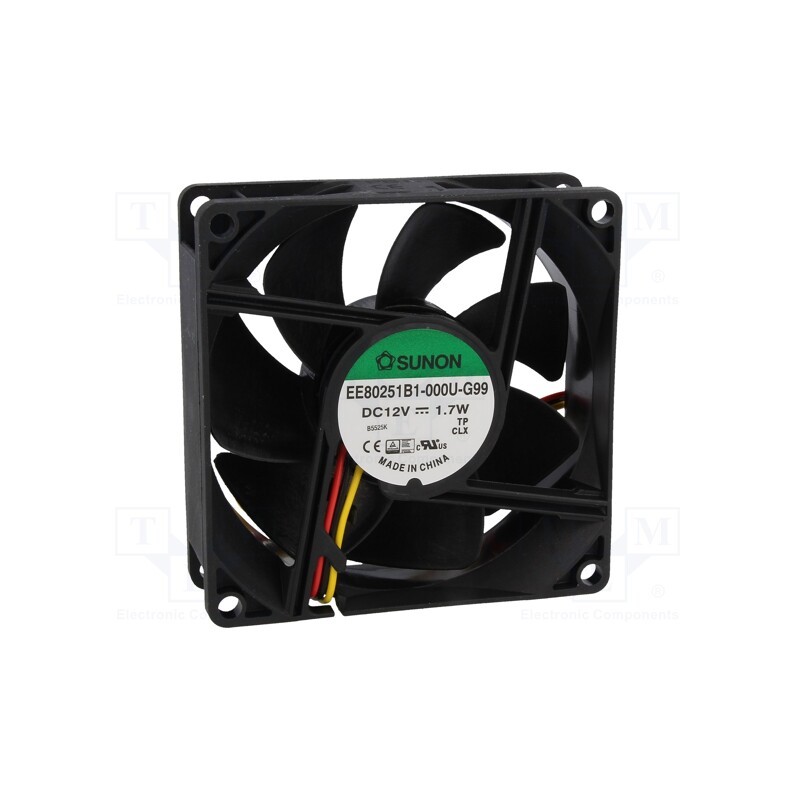 1 pcs x SUNON - EE80251B1-000U-G99 - Fan: DC, axial, 12VDC, 80x80x25mm, 69.7m3/h, 33dBA, ball bearing