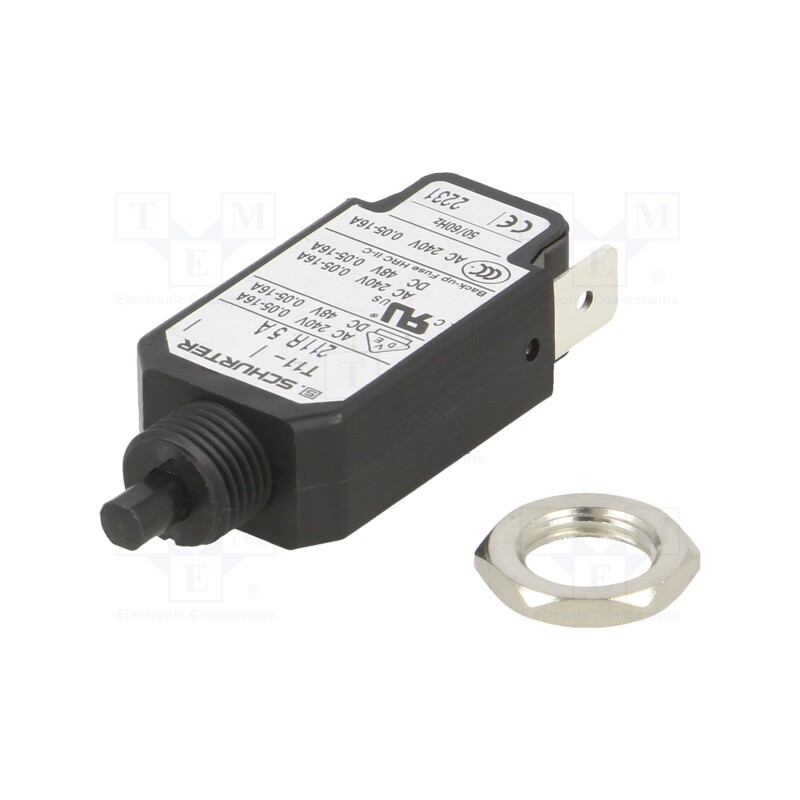 1 pcs x SCHURTER - 4400.0515 - Circuit breaker, Urated: 240VAC, 48VDC, 5A, SPST, Poles: 1, screw