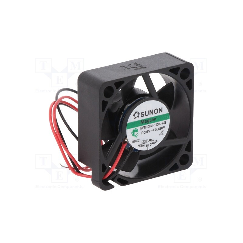 1 pcs x SUNON - MF30100V1-1000U-A99 - Fan: DC, axial, 5VDC, 30x30x10mm, 9.3m3/h, 23dBA, Vapo, 11000rpm