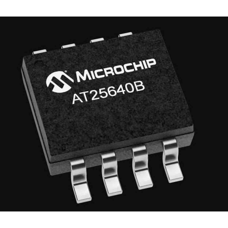 50 pcs - Microchip AT25640B-SSHL-T, 64kbit EEPROM Memory Chip, 80ns 8-Pin SOIC-8 Serial-SPI