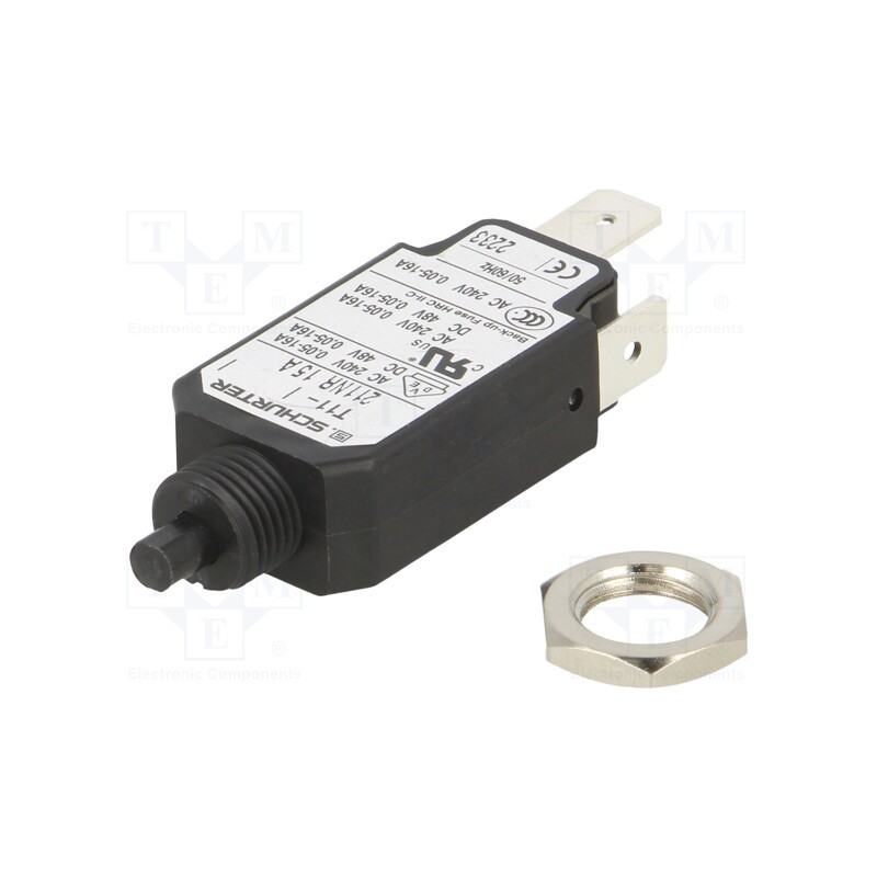 1 pcs x SCHURTER - 4400.0751 - Circuit breaker, Urated: 240VAC, 48VDC, 15A, SPST, Poles: 1, screw