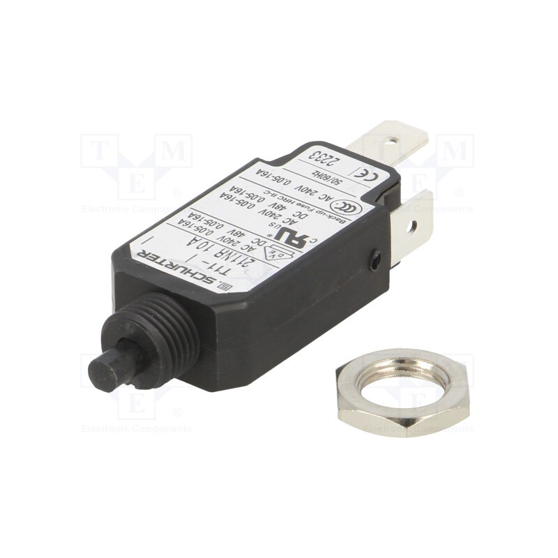 1 pcs x SCHURTER - 4400.0754 - Circuit breaker, Urated: 240VAC, 48VDC, 10A, SPST, Poles: 1, screw