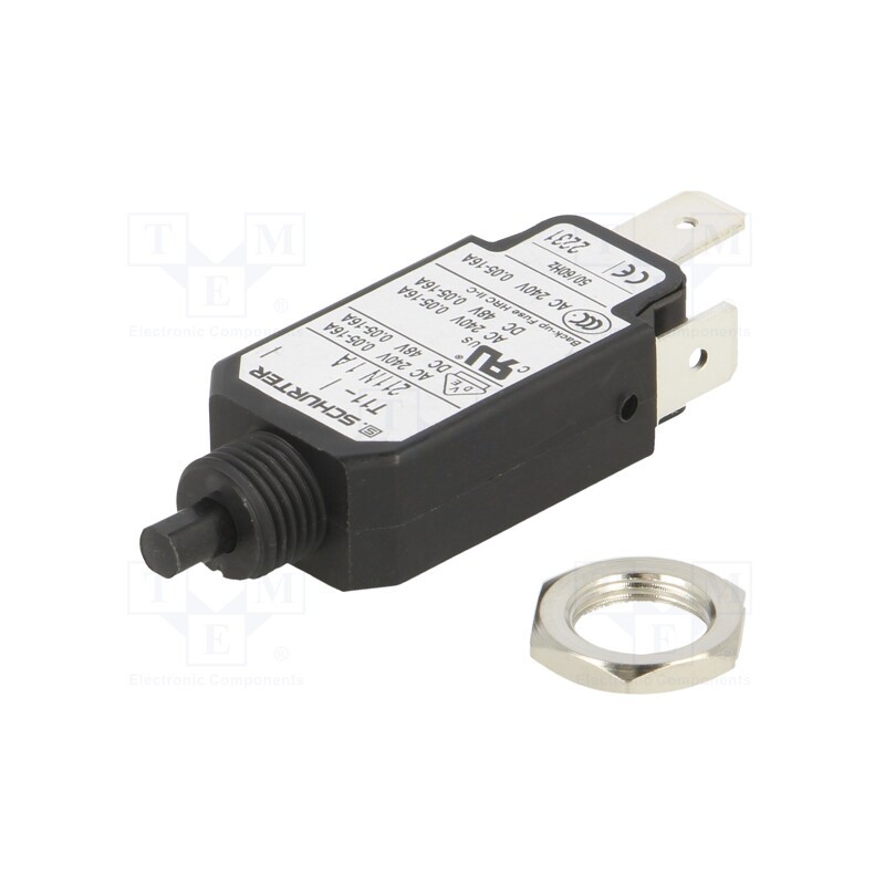 1 pcs x SCHURTER - 4400.0562 - Circuit breaker, Urated: 240VAC, 48VDC, 1A, SPST, Poles: 1, screw