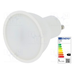 1 pcs x V-TAC - SKU 203 - LED lamp, cool white, GU10, 220/240VAC, 400lm, P: 5W, 110°, 6400K