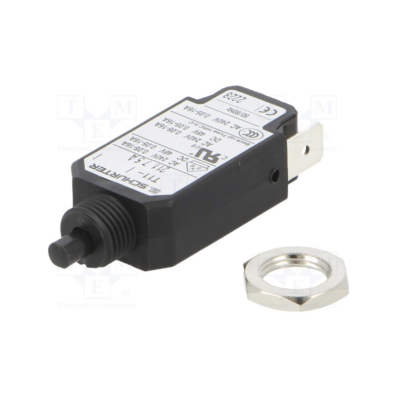 1 pcs x SCHURTER - 4400.0232 - Circuit breaker, Urated: 240VAC, 48VDC, 7.5A, SPST, Poles: 1, screw