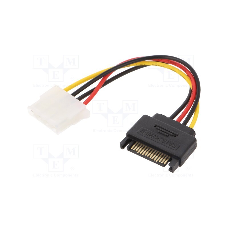 1 pcs x GEMBIRD - CC-SATA-PS-M - Cable: mains SATA, Molex female,SATA 15pin male, 0.15m