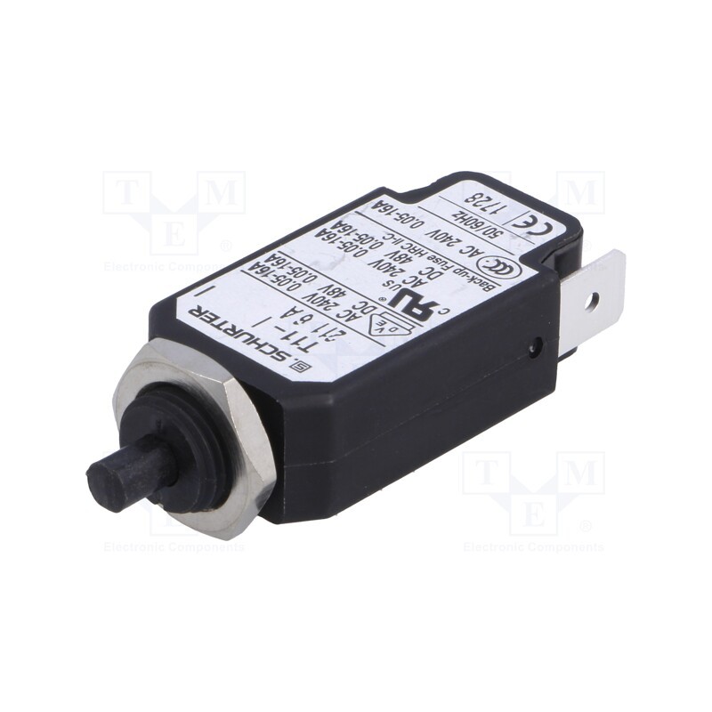 1 pcs x SCHURTER - 4400.005 - Circuit breaker, Urated: 240VAC, 48VDC, 6A, SPST, Poles: 1, screw