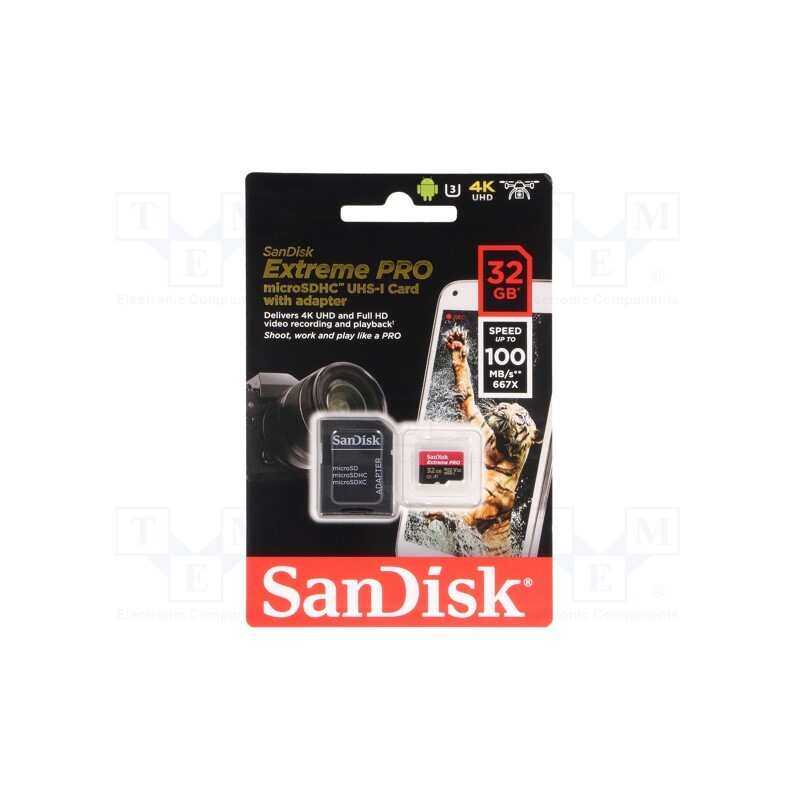 1 pcs x SANDISK - SDSQXCG-032G-GN6MA - Memory card, Android,Extreme Pro,A1 Specification, microSDHC