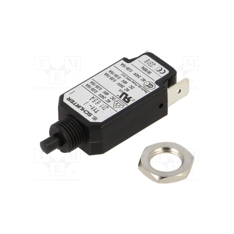 1 pcs x SCHURTER - 4400.0271 - Circuit breaker, Urated: 240VAC, 48VDC, 6.5A, SPST, Poles: 1, screw