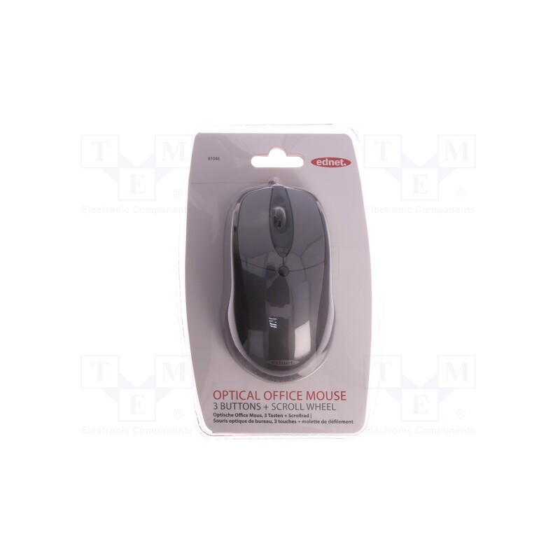 1 pcs x EDNET - 81046 - Optical mouse, black, USB, wired, Features: PnP, 1.5m, No.of butt: 3