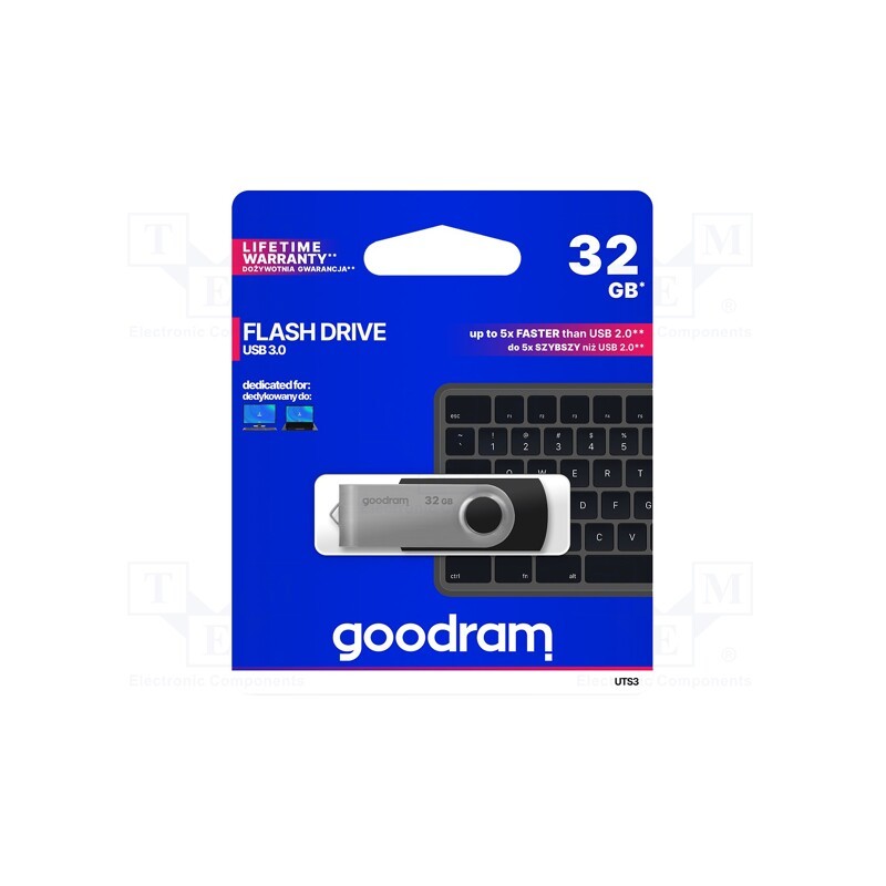 1 pcs x GOODRAM - UTS3-0320K0R11 - Pendrive, USB 3.0, 32GB, R: 110MB/s, W: 20MB/s, black