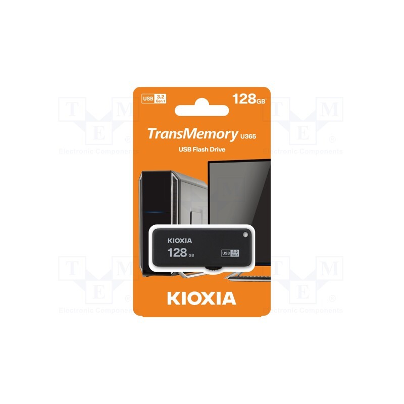 1 pcs x KIOXIA - LU365K128GG4 - Pendrive, USB 3.0, 128GB, USB A, YAMABIKO, black