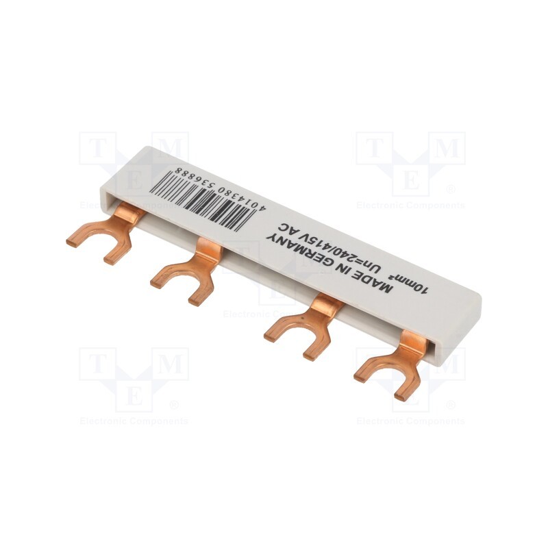 1 pcs x EATON ELECTRIC - EVG-2PHAS/4MODUL/HI - Busbar, 10mm2, Poles: 2, Urated: 240V,415V, Usurge rated: 4kV, fork
