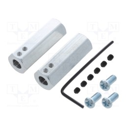 1 set x POLOLU - 12MM HEX WHEEL ADAPTER FOR 6MM SHAFT EXT - Bracket wheel, Kit: adapter,allen wrench,mounting screws, 2pcs.