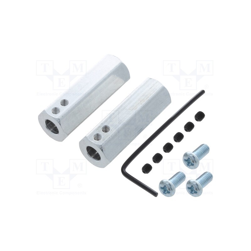 1 set x POLOLU - 12MM HEX WHEEL ADAPTER FOR 6MM SHAFT EXT - Bracket wheel, Kit: adapter,allen wrench,mounting screws, 2pcs.