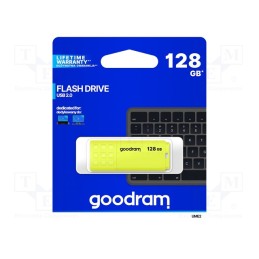 1 pcs x GOODRAM - UME2-1280Y0R11 - Pendrive, USB 2.0, 128GB, R: 20MB/s, W: 5MB/s, USB A, yellow
