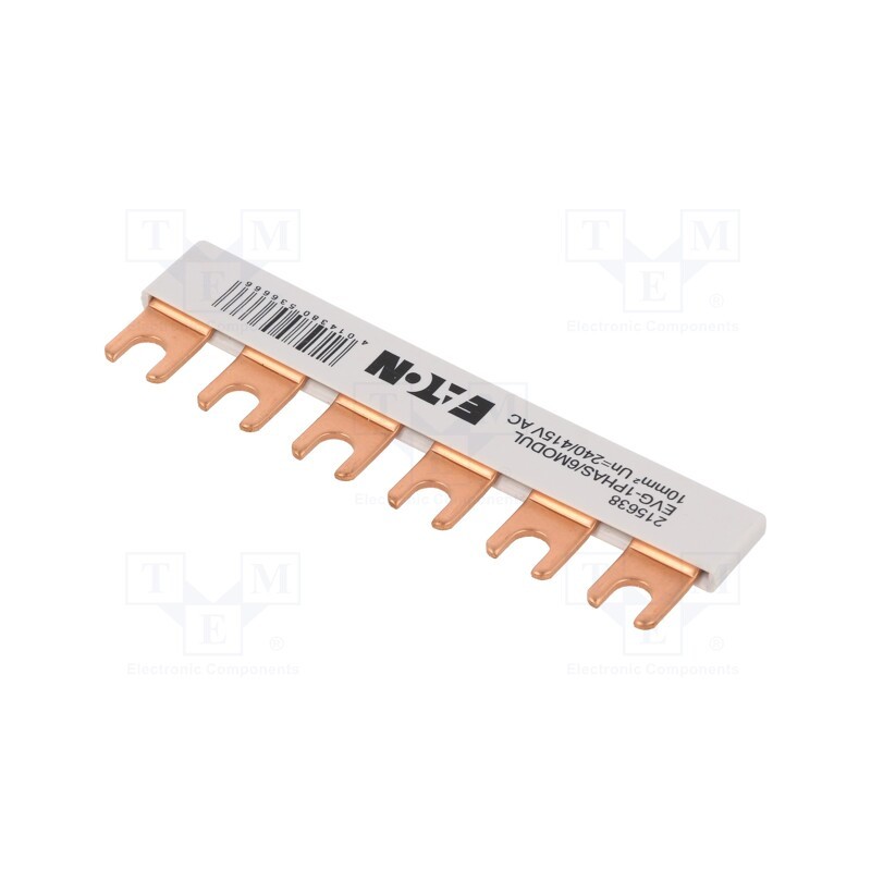 1 pcs x EATON ELECTRIC - EVG-1PHAS/6MODUL - Busbar, 10mm2, Poles: 1, Urated: 240V,415V, Usurge rated: 4kV, fork
