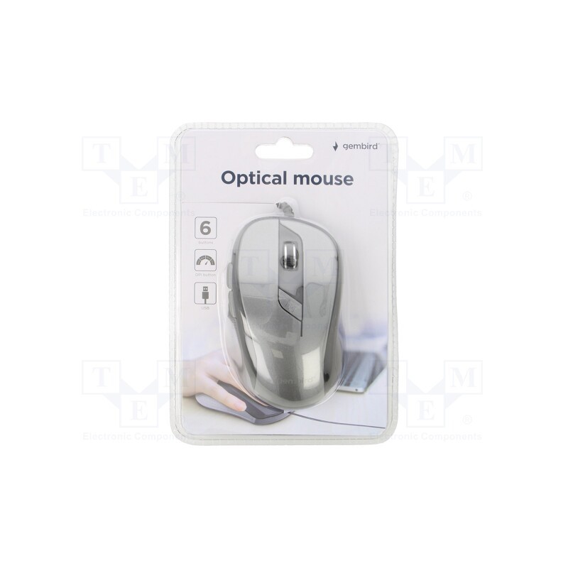1 pcs x GEMBIRD - MUS-6B-01-BG - Optical mouse, black,grey, USB A, wired, 1.35m, No.of butt: 6