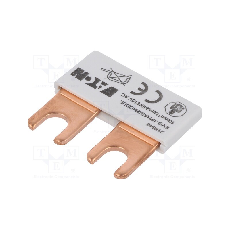 1 pcs x EATON ELECTRIC - EVG-1PHAS/2MODUL - Busbar, 10mm2, Poles: 1, Urated: 240V,415V, Usurge rated: 4kV, fork