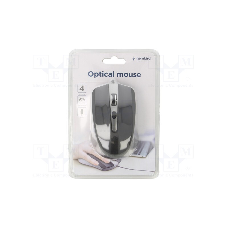 1 pcs x GEMBIRD - MUS-4B-01-GB - Optical mouse, black,grey, USB A, wired, 1.35m, No.of butt: 4