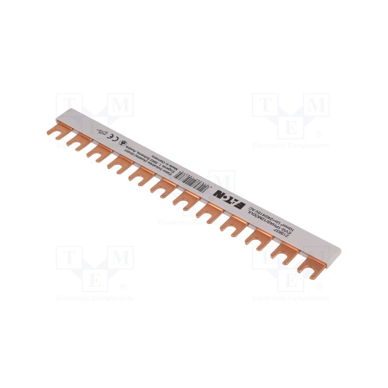 1 pcs x EATON ELECTRIC - EVG-1PHAS/12MODUL - Busbar, 10mm2, Poles: 1, Urated: 240V,415V, Usurge rated: 4kV, fork