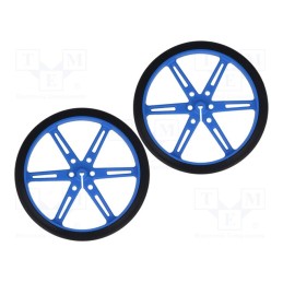 1 set x POLOLU - POLOLU WHEEL 80X10MM PAIR – BLUE - Wheel, blue, Shaft: D spring, push-in, Ø: 80mm, Shaft dia: 3mm, 2pcs.