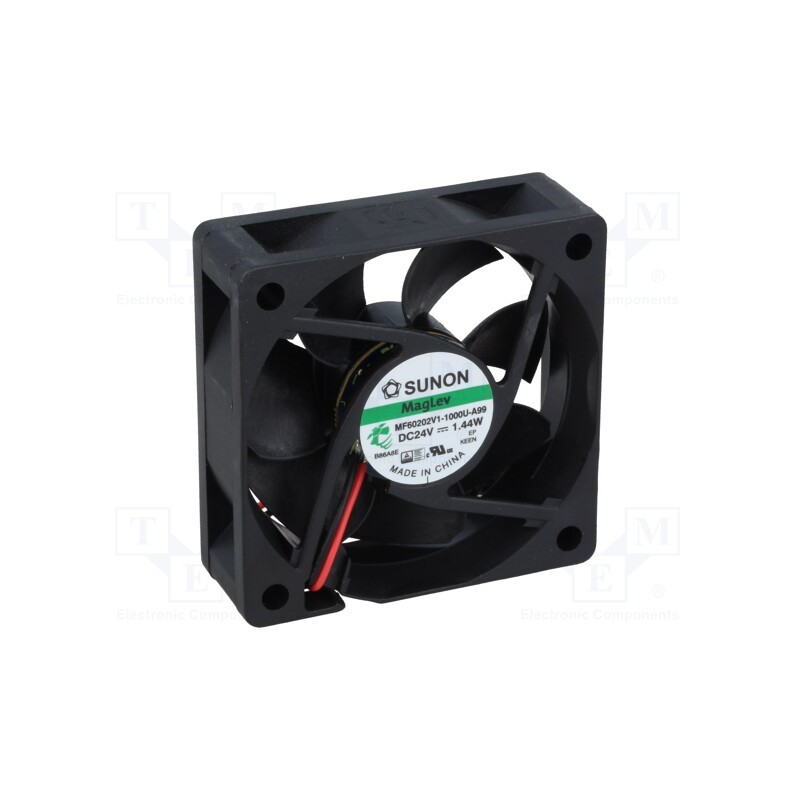 1 pcs x SUNON - MF60202V1-1000U-A99 - Fan: DC, axial, 24VDC, 60x60x20mm, 38.87m3/h, 33.5dBA, Vapo, 26AWG
