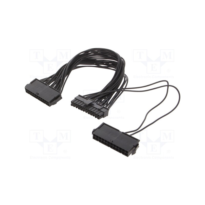1 pcs x GEMBIRD - CC-PSU24-01 - Cable: mains, ATX socket 24pin x2,ATX plug 24pin, 0.3m, black